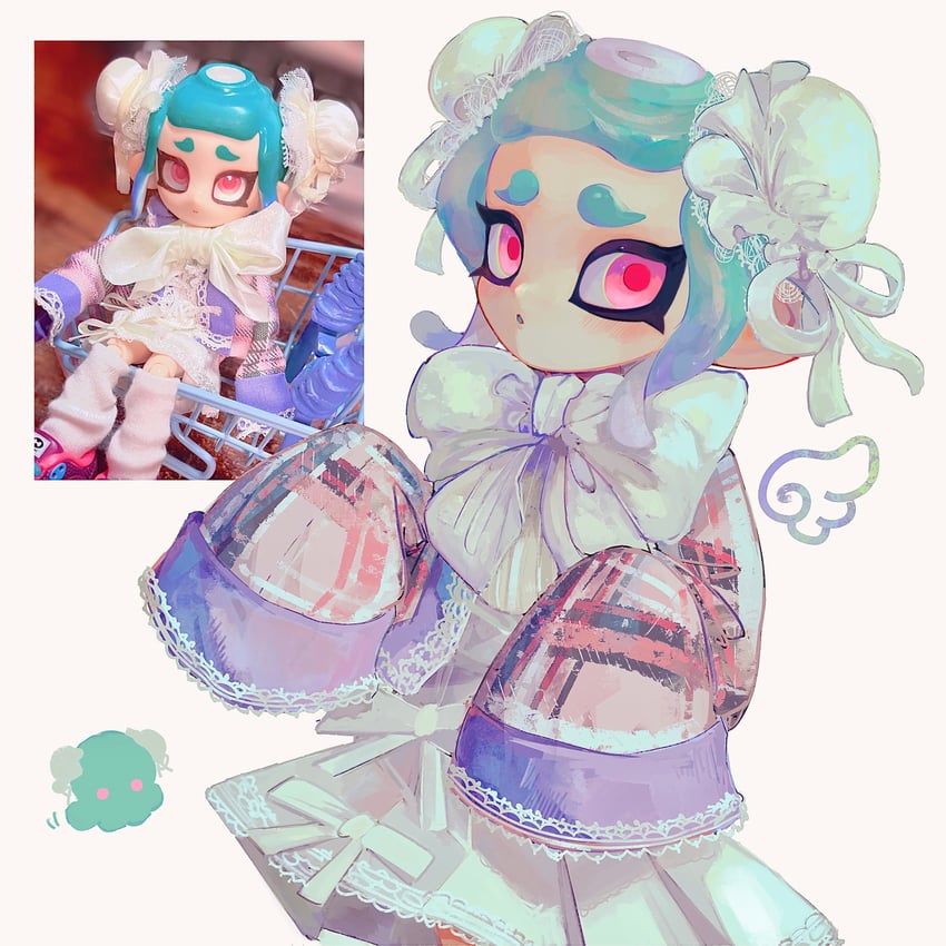 octoling player character and octoling girl (splatoon) drawn by zicbx