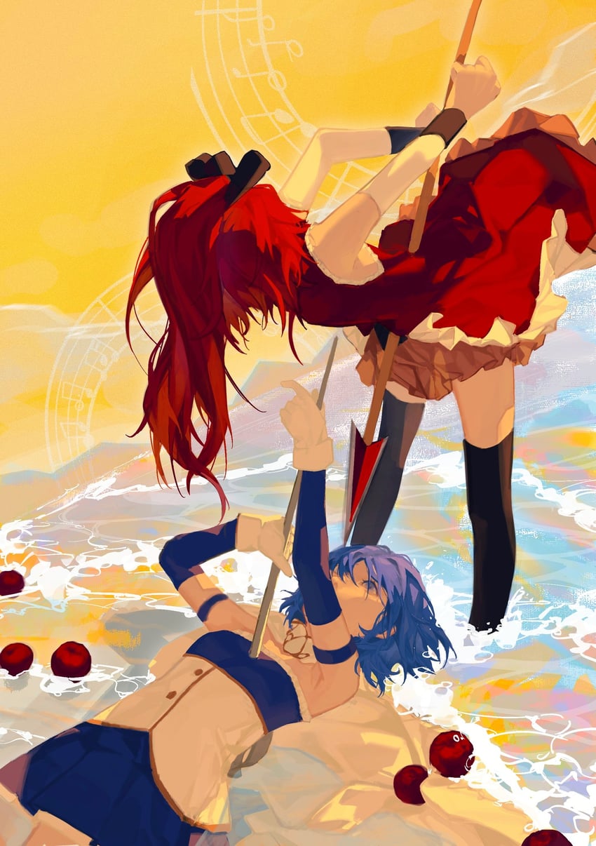 miki sayaka and sakura kyoko (mahou shoujo madoka magica) drawn by zhizhisuki
