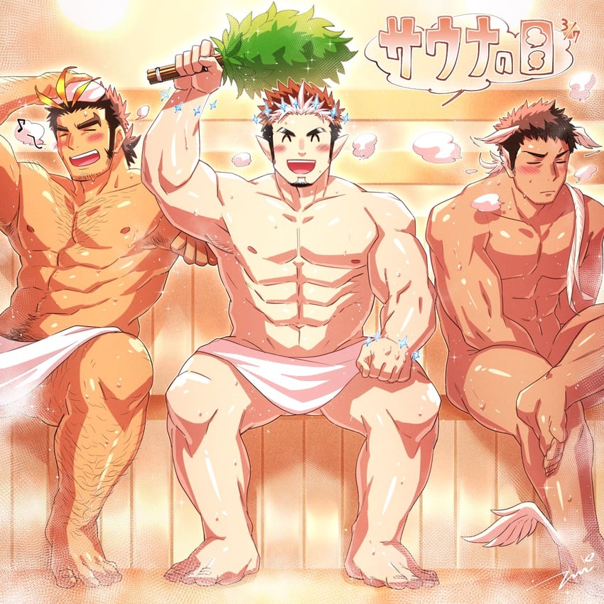 yamasachihiko, tomte, and hermes (tokyo afterschool summoners) drawn by tepen_(tptptpn)