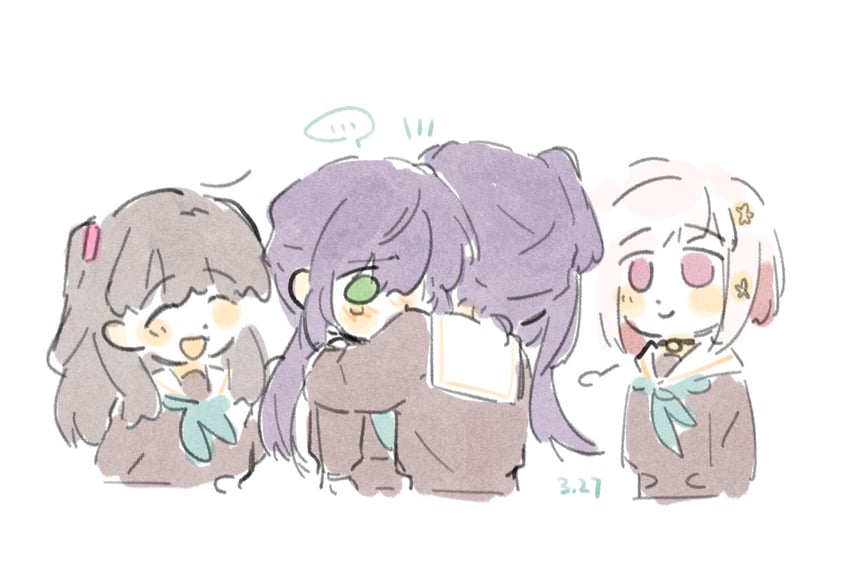 fujishima megumi, otomune kozue, and yugiri tsuzuri (love live! and 1 more) drawn by woodonly
