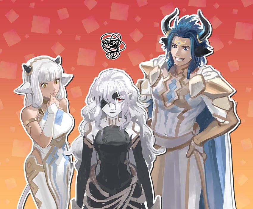 ash, embla, and askr (fire emblem and 1 more) drawn by vetsa