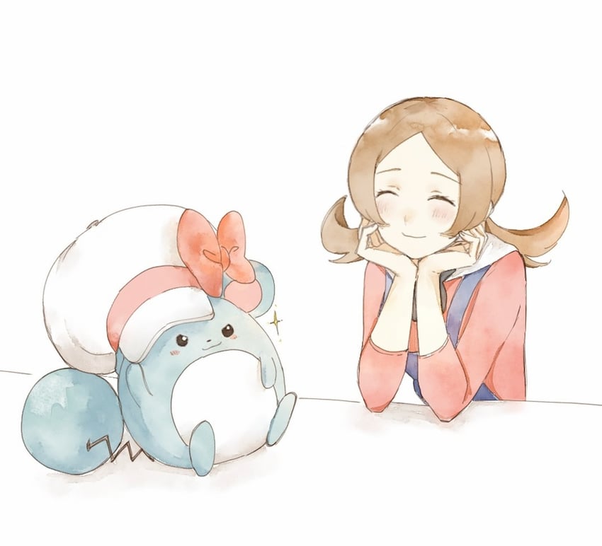 lyra and marill (pokemon and 1 more) drawn by asuka_rkgk