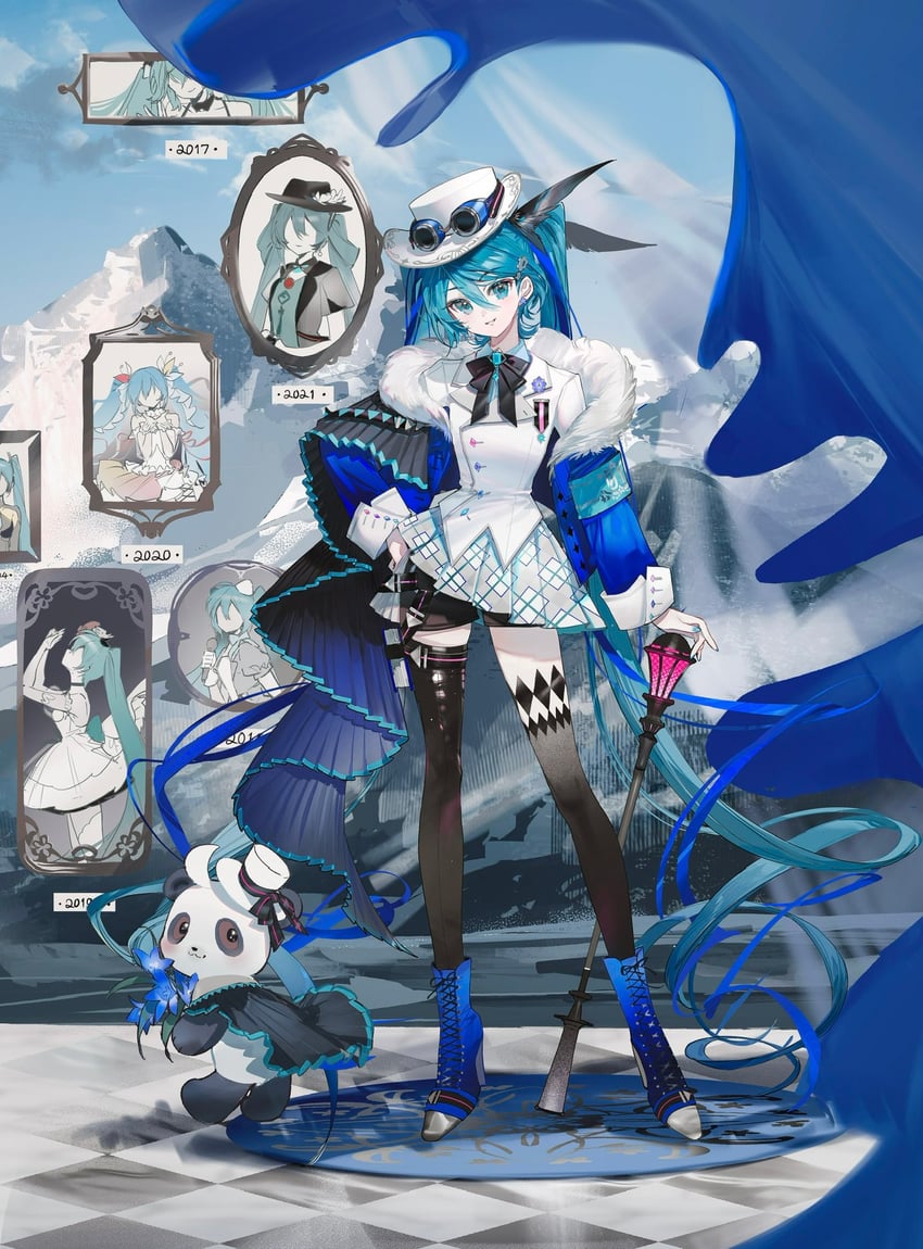 hatsune miku (vocaloid and 1 more) drawn by rumoon