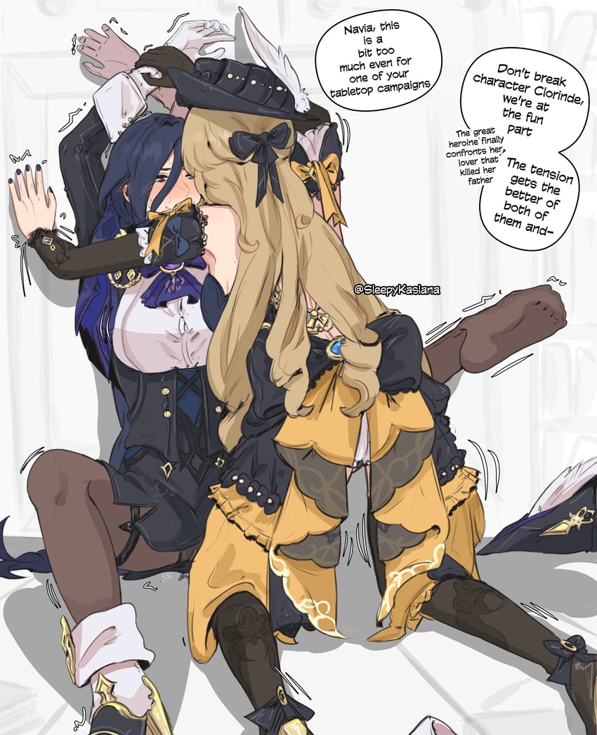 clorinde and navia (genshin impact) drawn by sleepy_kaslana