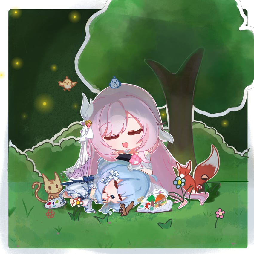 elysia and griseo (honkai and 1 more) drawn by shiyue49724