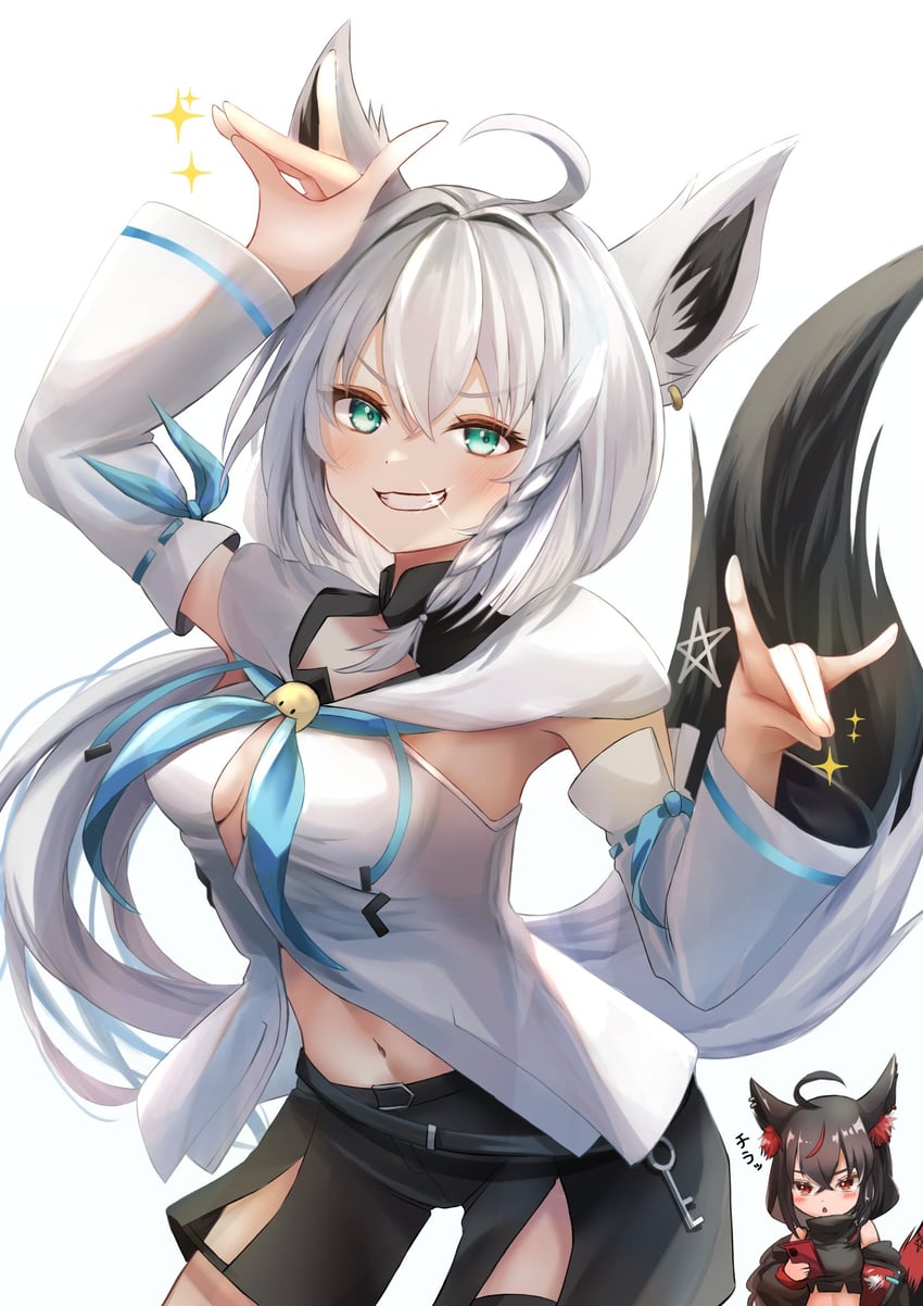 shirakami fubuki and kurokami fubuki (hololive) drawn by mikazuki_cocolo