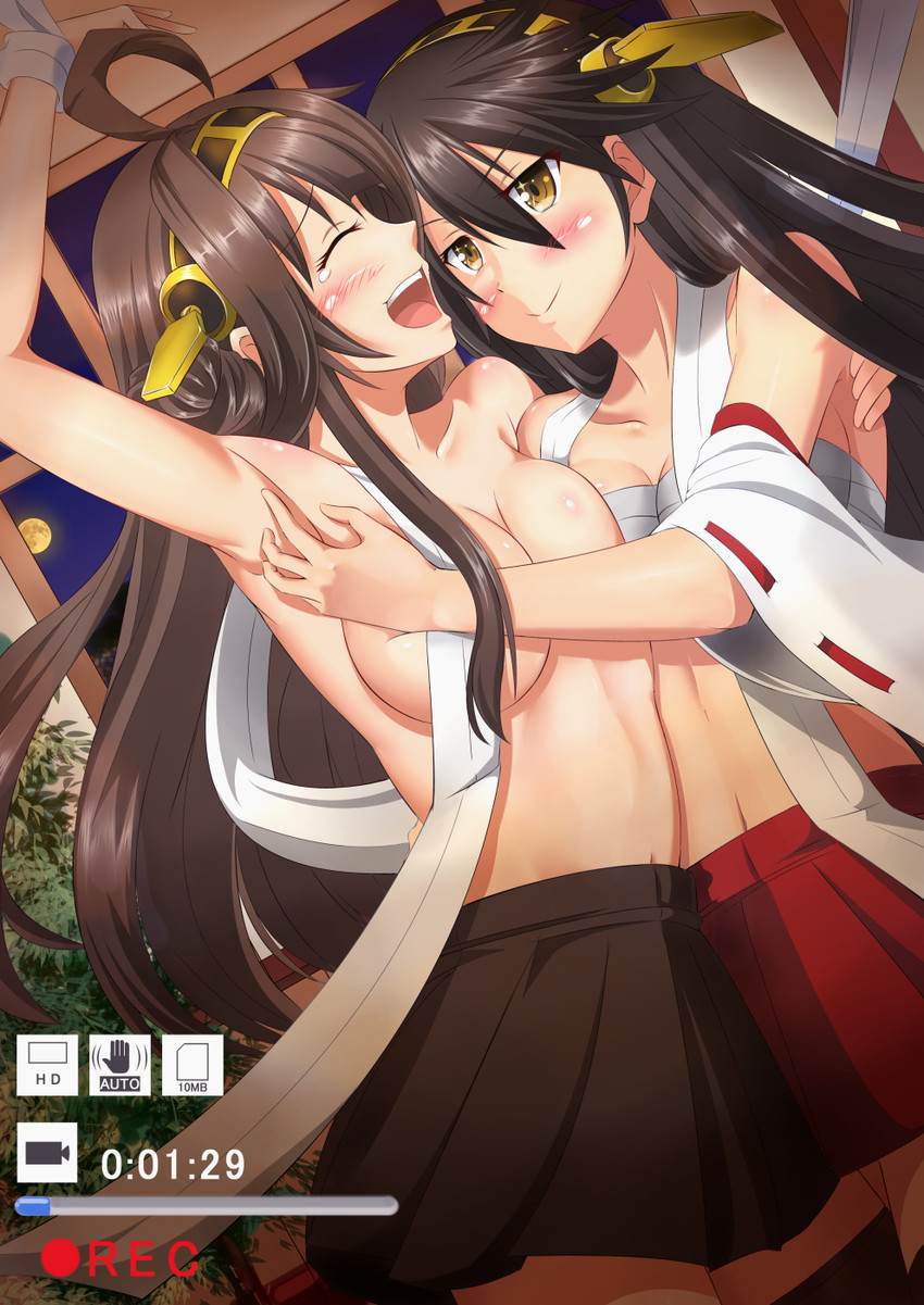 kongou and haruna (kantai collection) drawn by ichikawa_feesu