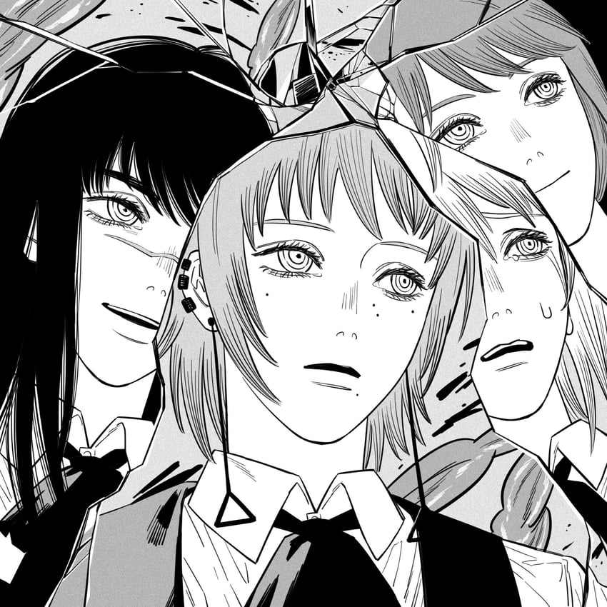 makima, yoru, fami, and famine devil (chainsaw man) drawn by kiunchiku