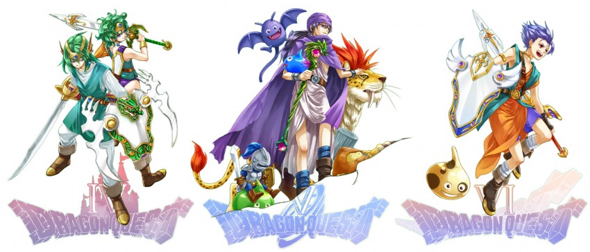 slime, hero, heroine, borongo, dracky, and 2 more (dragon quest and 3 more) drawn by hinafuru