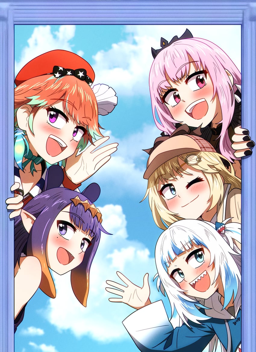 gawr gura, mori calliope, ninomae ina'nis, takanashi kiara, and watson amelia (hololive and 1 more) drawn by ddolbang