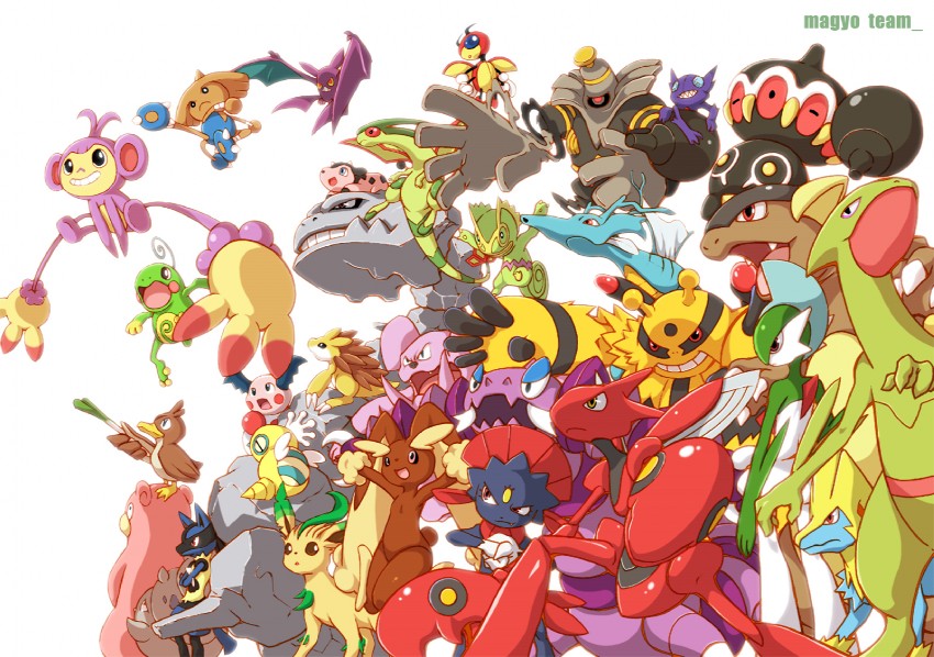 lucario, lopunny, leafeon, gallade, flygon, and 25 more (pokemon) drawn by magyo