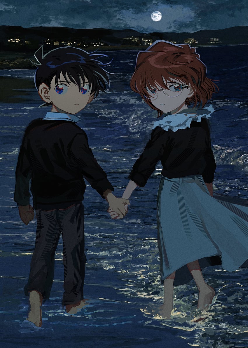 edogawa conan and haibara ai (meitantei conan) drawn by segami