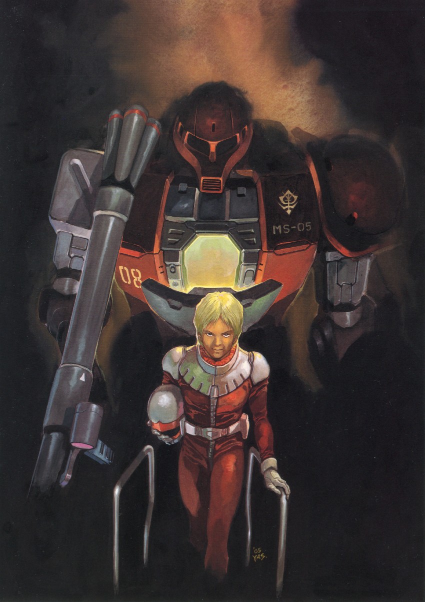 char aznable and zaku i (gundam and 2 more) drawn by yasuhiko_yoshikazu
