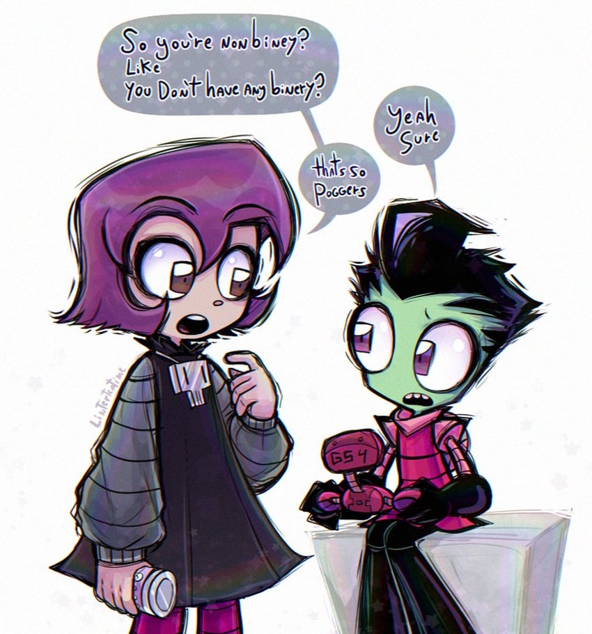 gazlene membrane and zim (invader zim) drawn by linterteatime