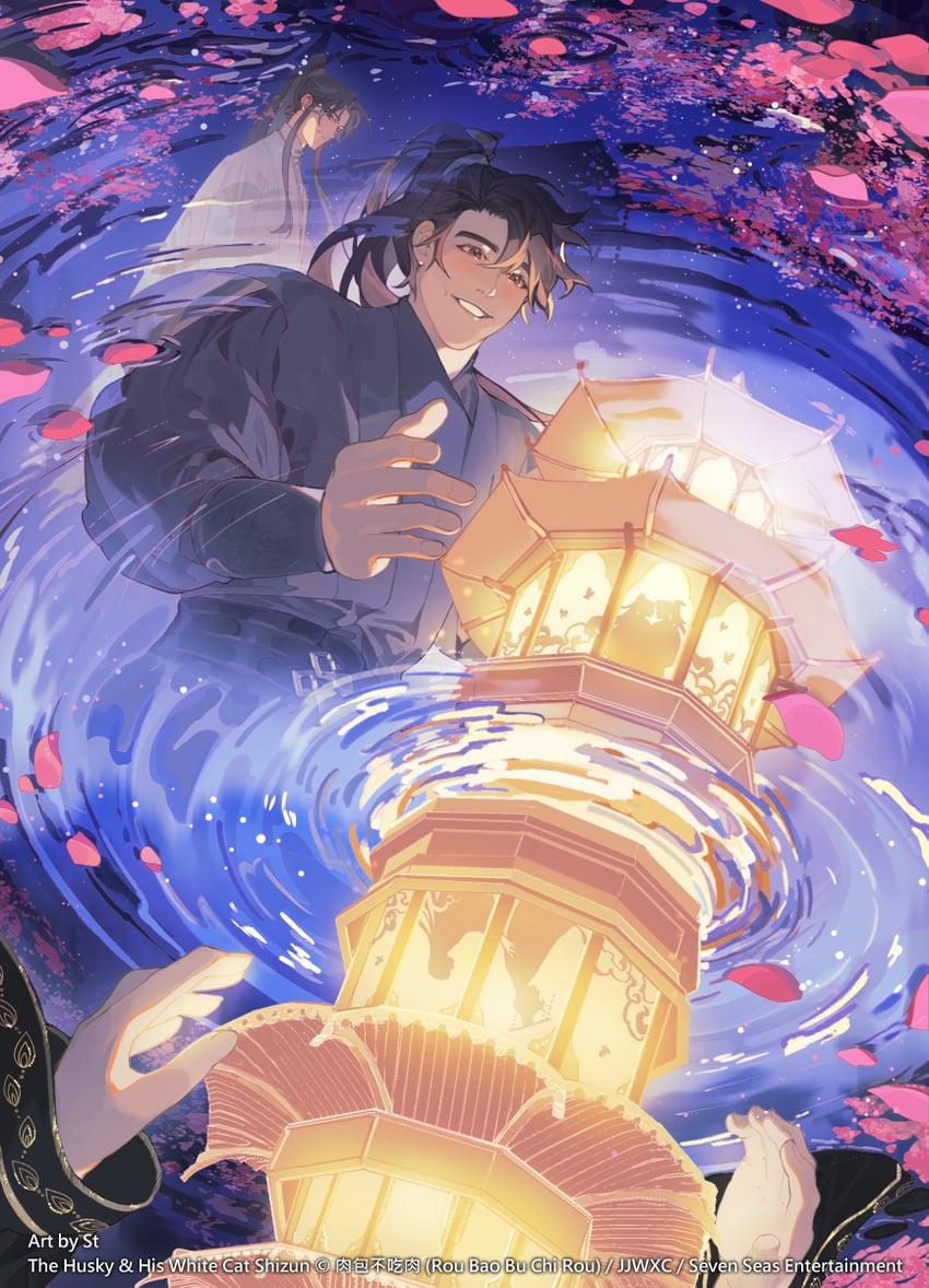 chu wanning, mo ran, and taxian-jun (erha he ta de bai mao shizun) drawn by suto_(sakumaaritsu)