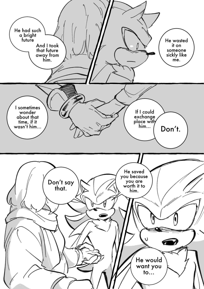 shadow the hedgehog and maria robotnik (sonic) drawn by junjousega