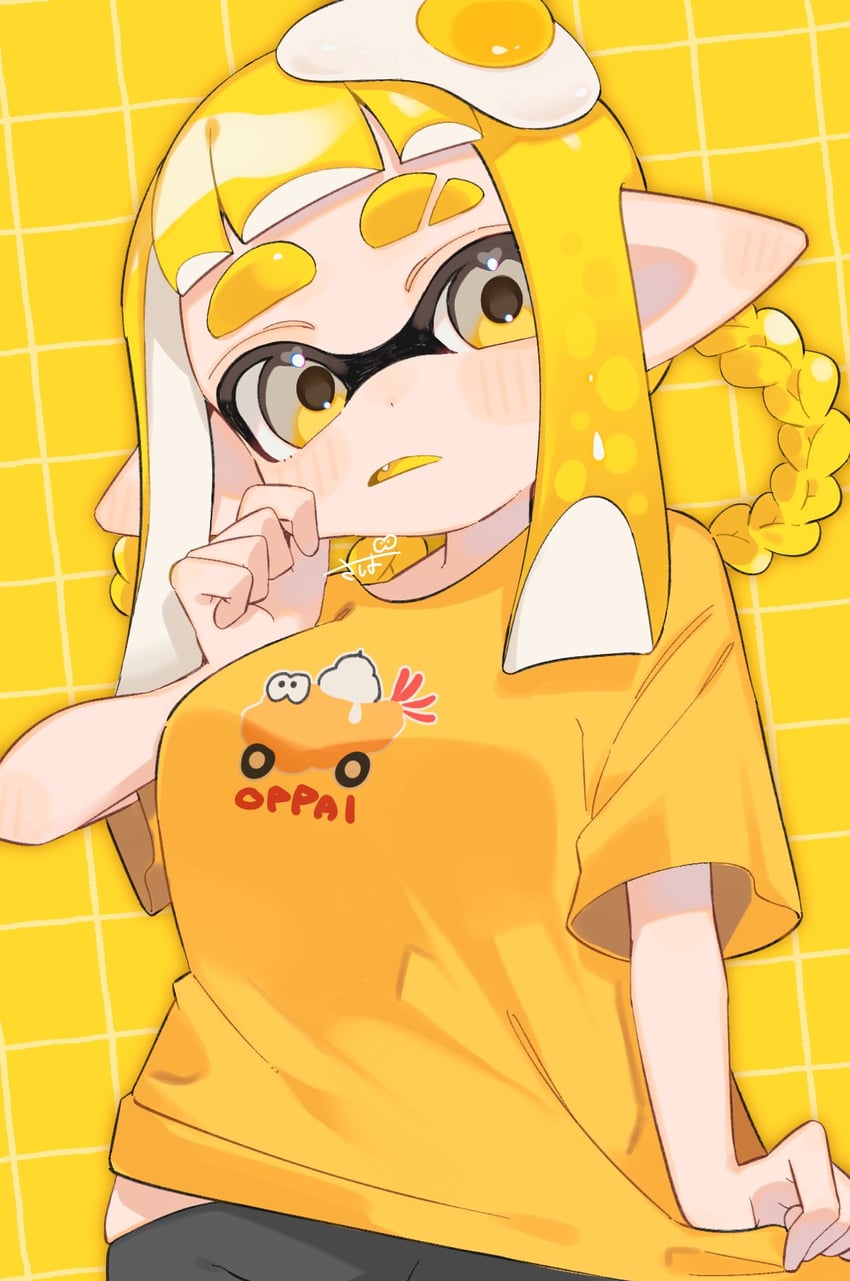 inkling player character and inkling girl (splatoon) drawn by sabata_saba