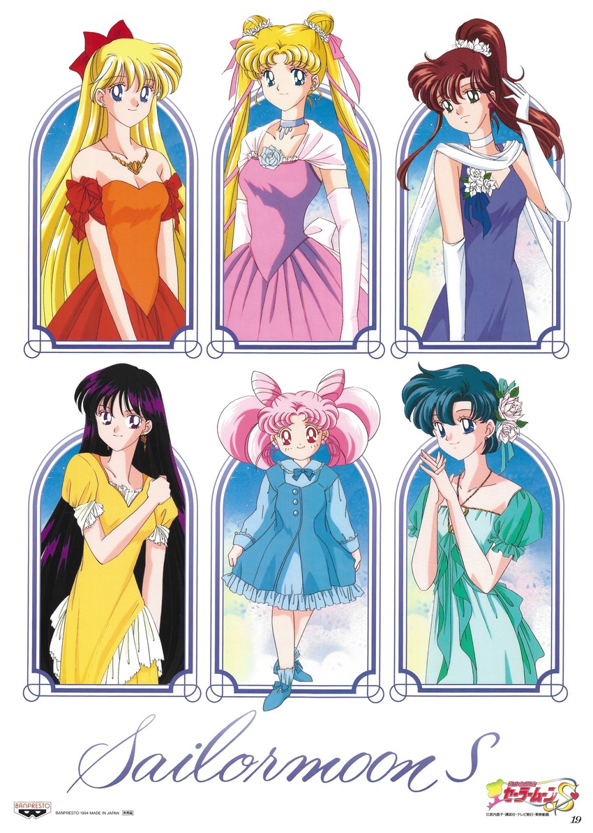tsukino usagi, mizuno ami, aino minako, hino rei, kino makoto, and 1 more (bishoujo senshi sailor moon and 1 more) drawn by tominaga_mari