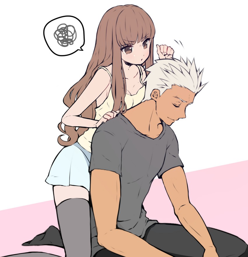 archer and kishinami hakuno (fate and 2 more) drawn by kokemomomi