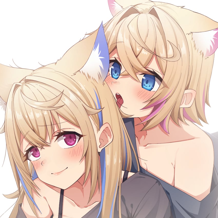 fuwawa abyssgard and mococo abyssgard (hololive and 1 more) drawn by aobara_hairi