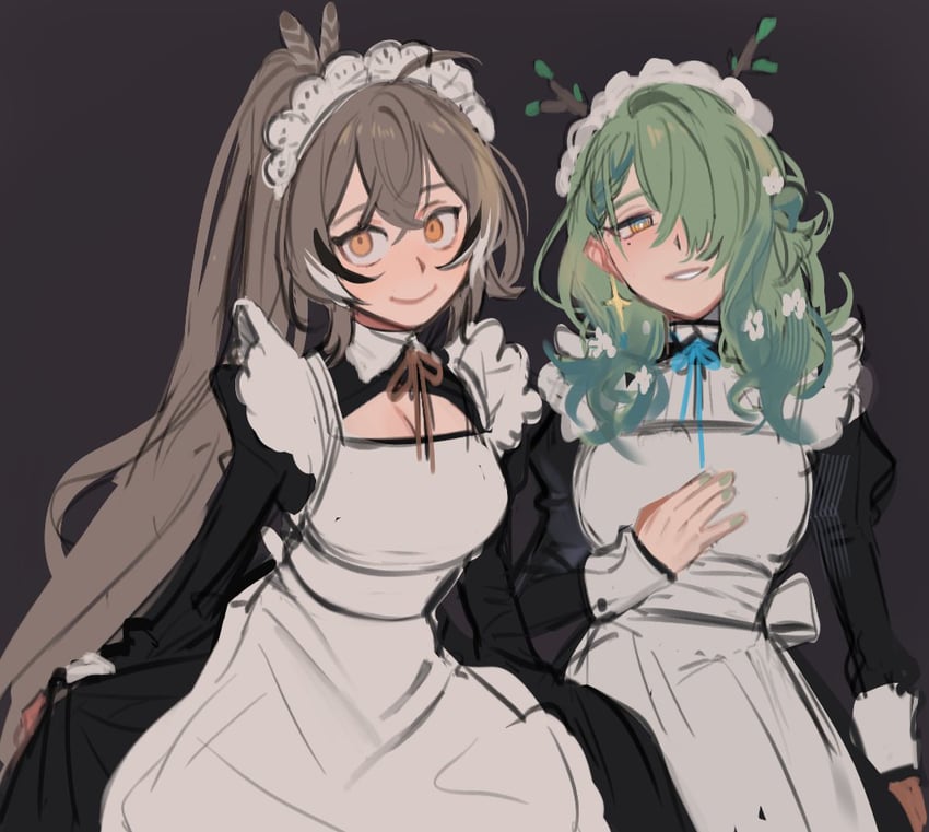 nanashi mumei and ceres fauna (hololive and 1 more) drawn by eus_ing