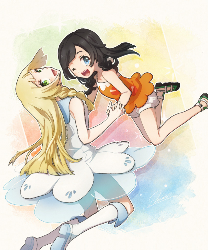 lillie and selene (pokemon and 2 more) drawn by miu_(miuuu_721)