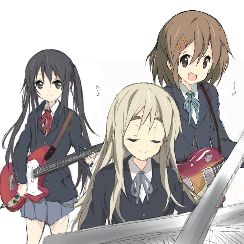 nakano azusa, hirasawa yui, and kotobuki tsumugi (k-on!) drawn by core_(mayomayo)