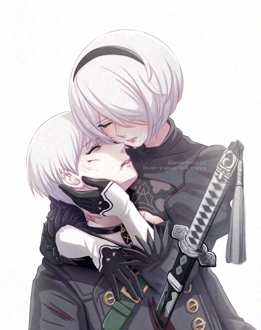 2b and 9s (nier and 1 more) drawn by lamdanthefish