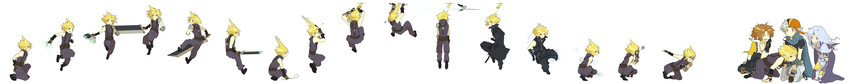cloud strife, sephiroth, tidus, cecil harvey, and firion (final fantasy and 6 more) drawn by mebari