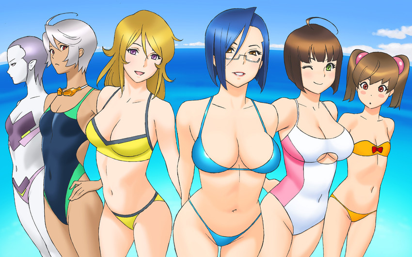 mori yuki, niimi kaoru, yamamoto akira, harada makoto, misaki yuria, and 1 more (uchuu senkan yamato and 1 more) drawn by temaeya_utsurou