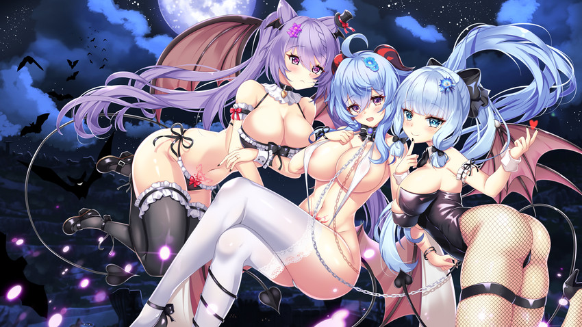 ganyu, keqing, and kamisato ayaka (genshin impact) drawn by tia_(4017342)