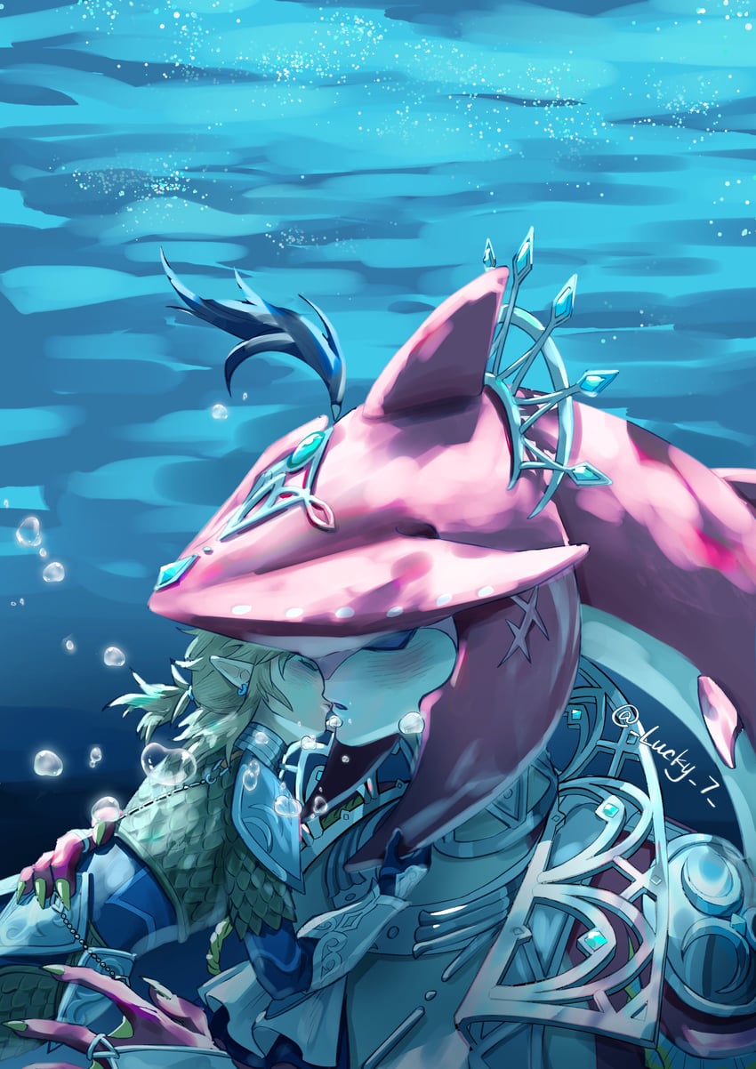 link and sidon (the legend of zelda and 1 more) drawn by na_nako