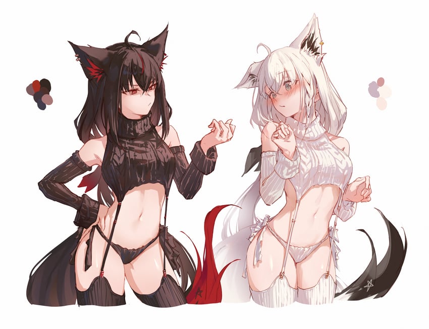 shirakami fubuki and kurokami fubuki (hololive) drawn by hyde_(tabakko)