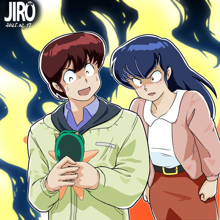 lum, otonashi kyouko, and godai yuusaku (urusei yatsura and 1 more) drawn by jirohhb