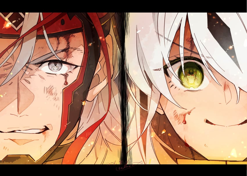 nagao kagetora, uesugi kenshin, and takeda shingen (fate and 1 more) drawn by salmon_aburi1