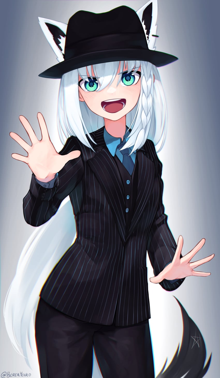 shirakami fubuki and scatman john (hololive and 1 more) drawn by yoako
