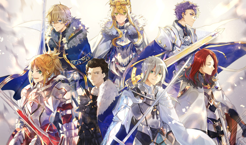 artoria pendragon, mordred, gawain, lancelot, bedivere, and 3 more (fate and 1 more) drawn by tsugutoku