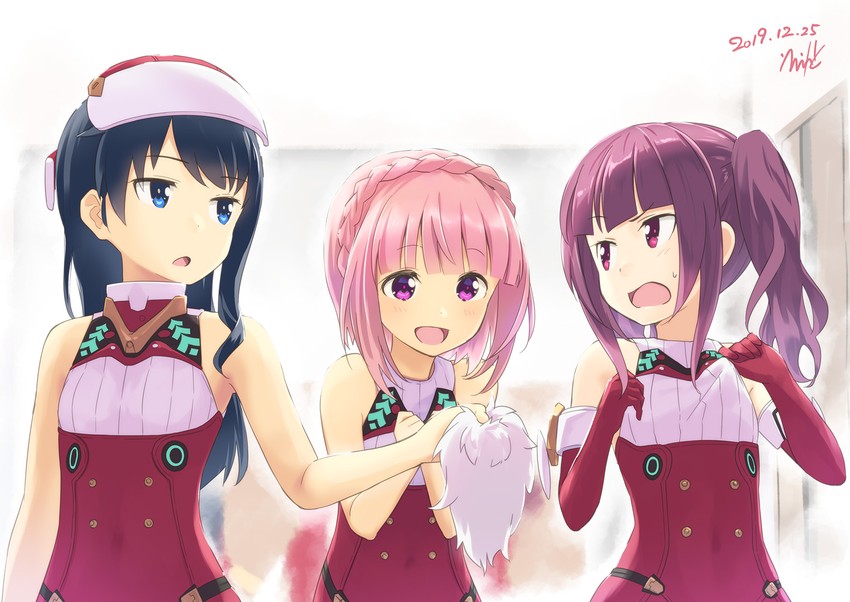 ichijou ayaka, koashi mutsumi, and aikawa aika (alice gear aegis) drawn by errant