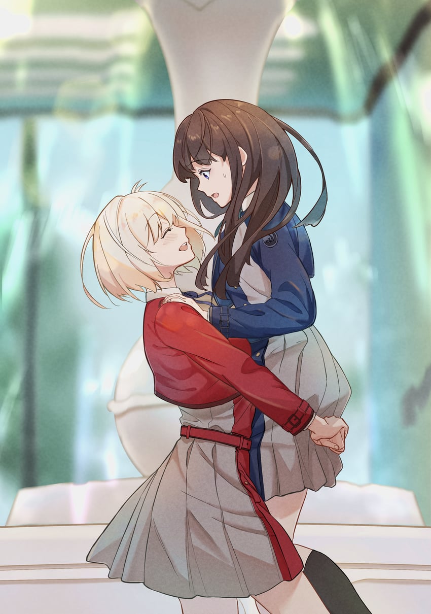 nishikigi chisato and inoue takina (lycoris recoil) drawn by takahasu_kaoru