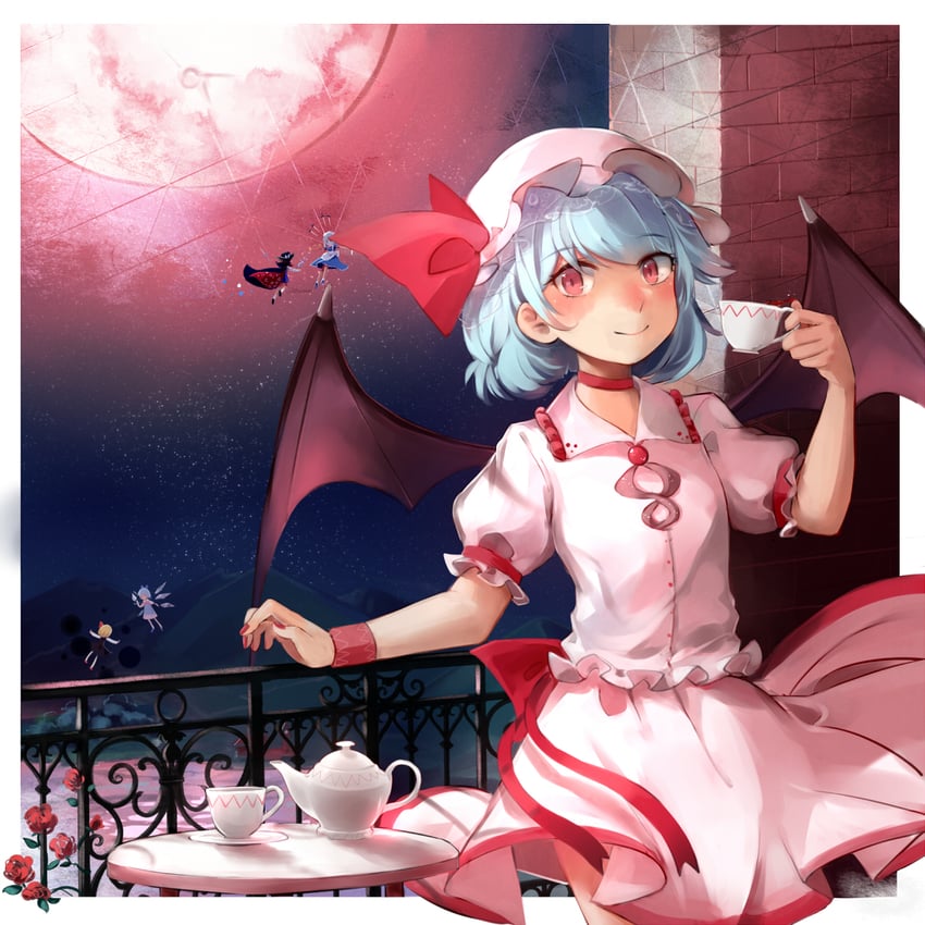 remilia scarlet, izayoi sakuya, cirno, rumia, and usami sumireko (touhou) drawn by yorktown_cv-5