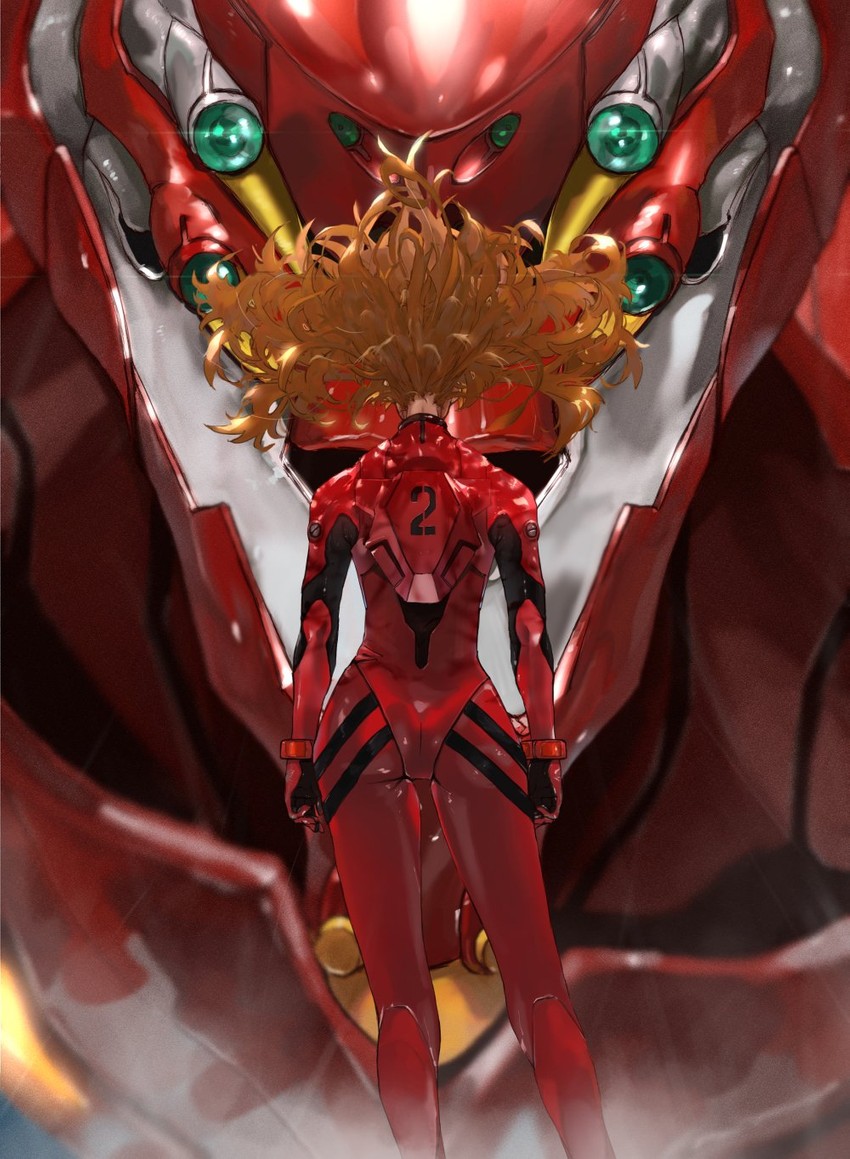 souryuu asuka langley and eva 02 (neon genesis evangelion) drawn by neko_no_kedama