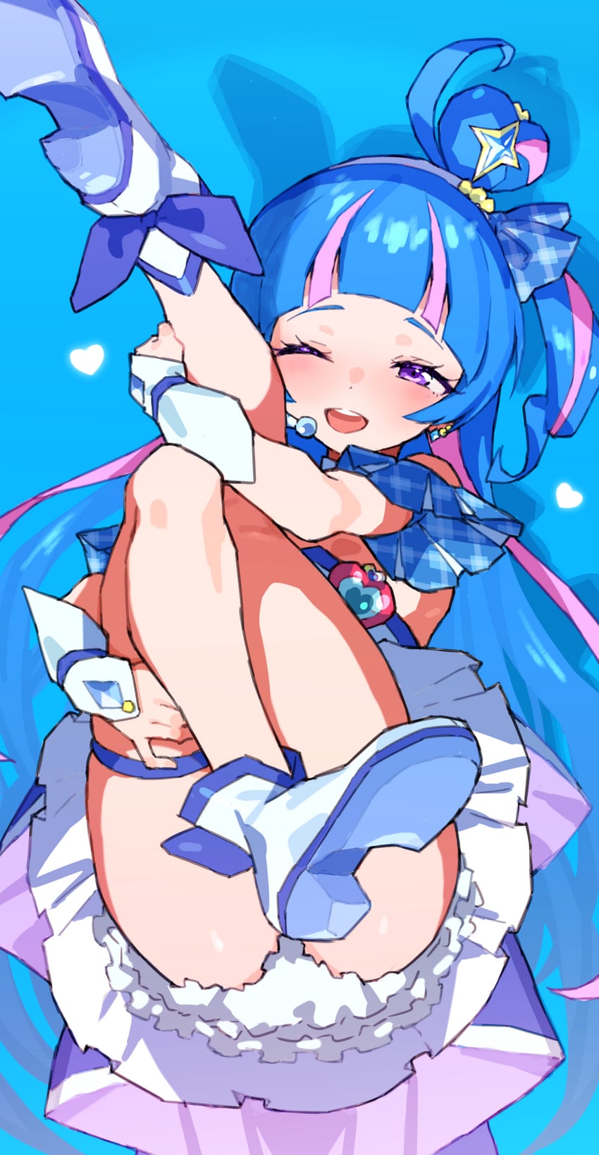 aokaze nana and cure wink (precure and 1 more) drawn by mo_(boo1719501boo)