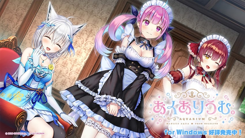 houshou marine, shirakami fubuki, and minato aqua (hololive and 1 more)
