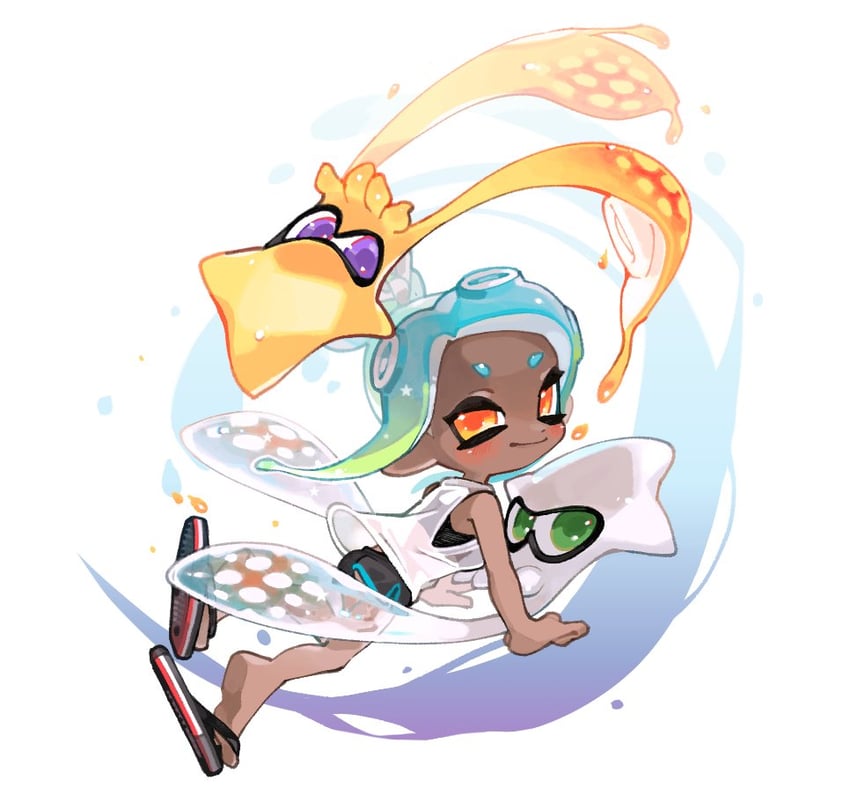 octoling player character and octoling girl (splatoon) drawn by spl8ya