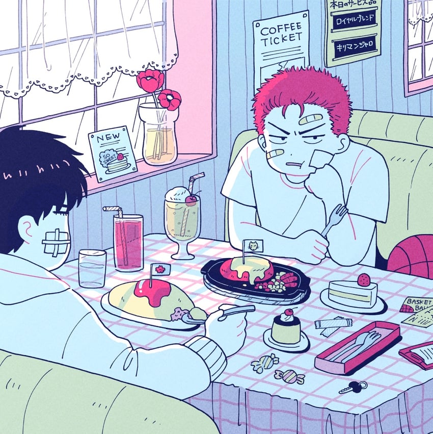 sakuragi hanamichi and rukawa kaede (slam dunk) drawn by maze2san