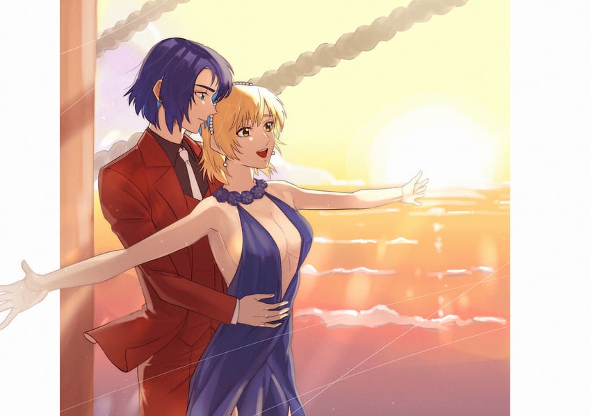 cagalli yula athha and athrun zala (gundam and 2 more) drawn by hiii_biki