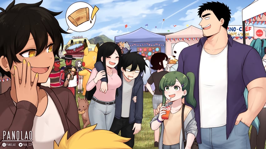 hatsune miku, pikachu, deadpool, igarashi futaba, spider-man, and 10 more (pokemon and 6 more) drawn by panqlao