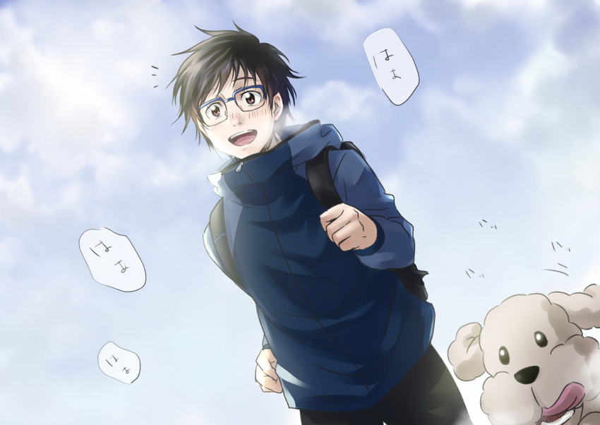 katsuki yuuri and makkachin (yuri!!! on ice) drawn by katsuki_ichiru