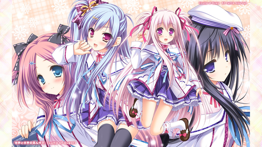 shiratori aira, tsukidate minori, oumi kokoro, and akane haruka (lump of sugar and 1 more) drawn by moekibara_fumitake