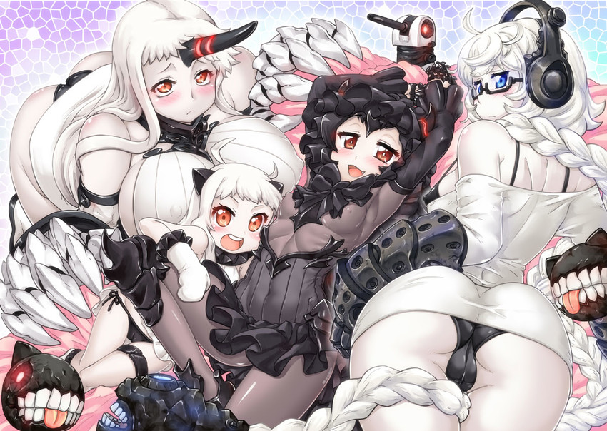 northern ocean princess, seaport princess, supply depot princess, isolated island princess, and artillery imp (kantai collection) drawn by hase_yu